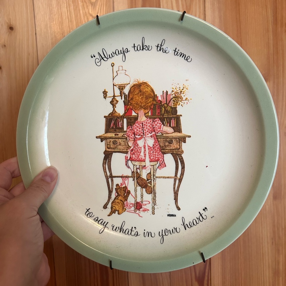 2 Holly Hobbie collector plates with wall hangers